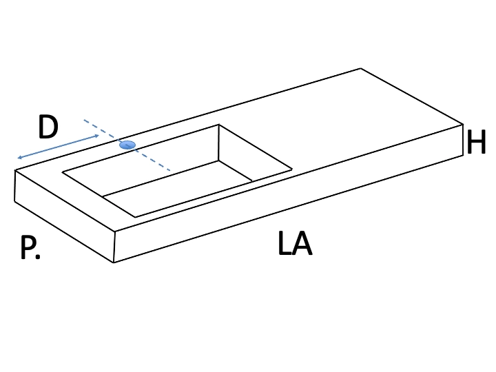 Plan vasque Design, fabrication sur mesure, Largeur 60 à 20 cm x Profondeur 40 à 60 cm, résine minérale ACRYSTONE® SOLID-SURFACE Finition lisse blanc mate, Livraison Offerte et Rapide.